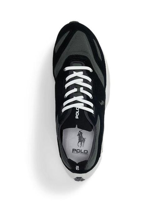 Polo Ralph Lauren Black Boerum Suede-Paneled Knit Sneaker for men