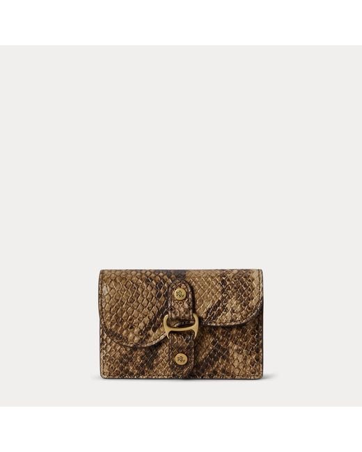 Ralph Lauren Brown Python-Embossed Small Tasha Card Case