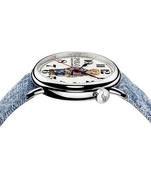 Polo Ralph Lauren 42 Mm Stalen Horloge Met Denim Polo Bear in het Metallic voor heren