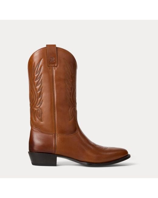 Ralph Lauren Brown Leather Western Boot for men