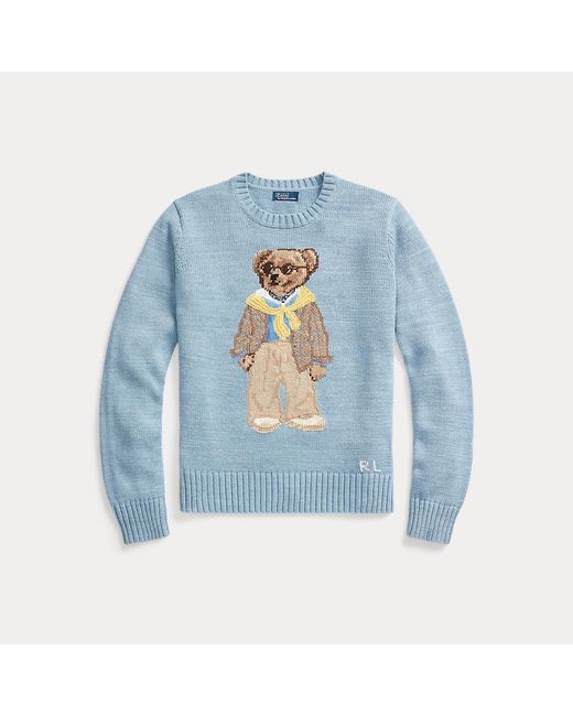 Polo Bear Cotton Jersey di Polo Ralph Lauren in Blue