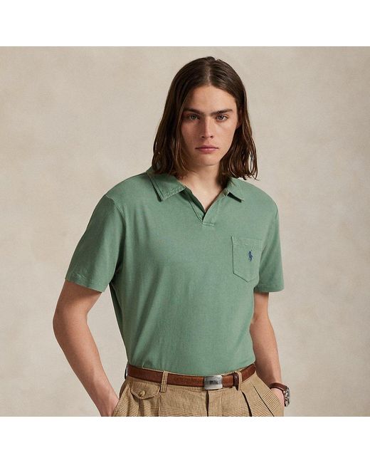 Polo in cotone e lino Standard-Fit di Polo Ralph Lauren in Green da Uomo