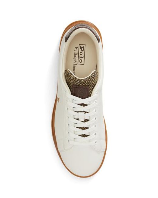 Polo Ralph Lauren White Heritage Court Ii Leather-Tweed Trainer for men