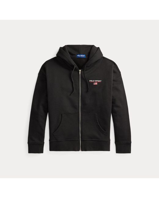Polo Ralph Lauren Black Relaxed Fit Polo Sport Fleece Hoodie for men