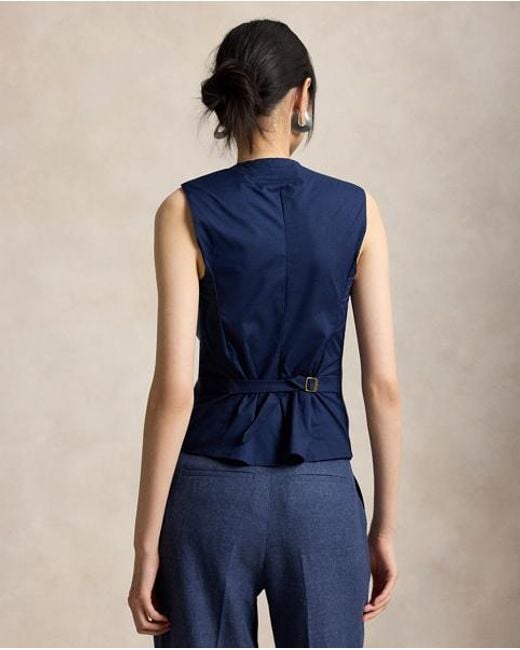 Polo Ralph Lauren Blue Buttoned Linen-Cotton Waistcoat