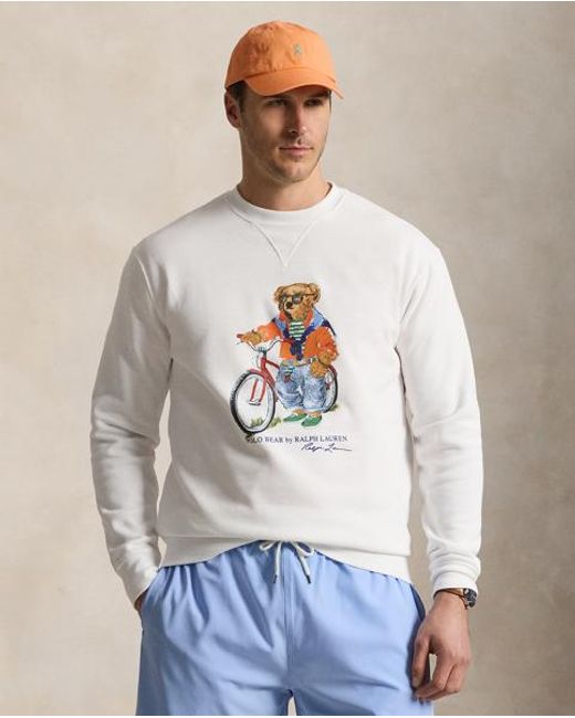 Ralph Lauren White Polo Bear Fleece Sweatshirt for men