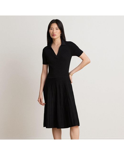 Ralph Lauren Black Rib-Knit Short-Sleeve Jumper Dress