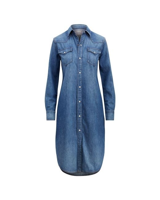 Polo Ralph Lauren Denim Western Cotton Shirtdress in Blue | Lyst