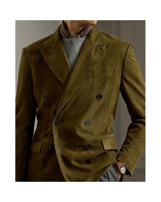 Giacca Kent in camoscio fatta a mano di Ralph Lauren in Green da Uomo