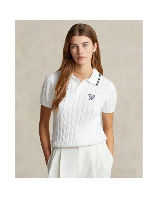 Polo Ralph Lauren Katoenen Wimbledon Polo-shirt Met Kabels in het White