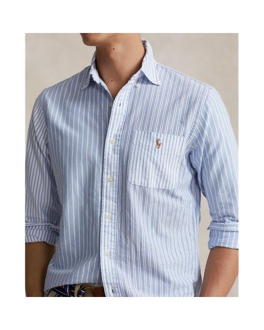 Polo Ralph Lauren Custom Fit Gestreept Oxford Fun Overhemd in het Blue voor heren