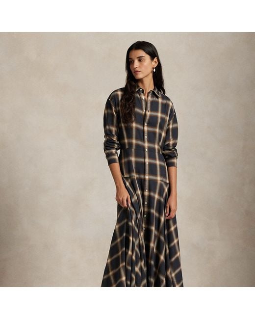 Polo Ralph Lauren Women's Black Checked Paneled Woven Maxi Dress -  hulwithkids.com