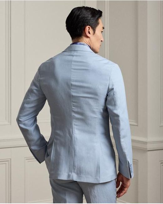 Ralph Lauren Blue Hadley Hand-Tailored Silk-Linen Jacket for men
