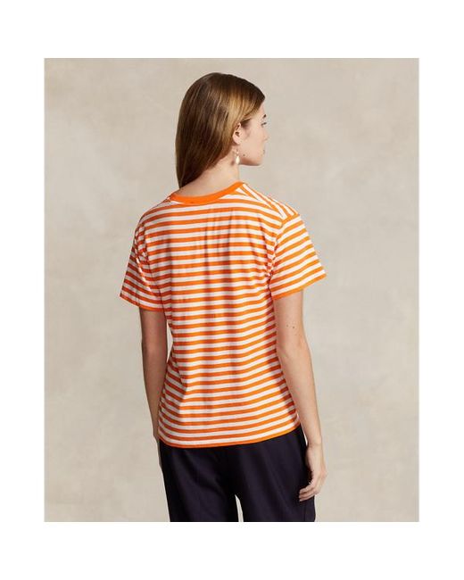 Ralph Lauren Orange Gestreiftes T-Shirt aus Baumwolle