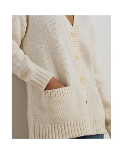 Cardigan in misto lana con scollo a V di Ralph Lauren in White