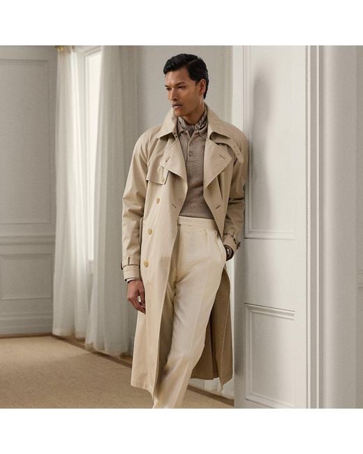 Ralph Lauren Natural Hand-Tailored Cotton Twill Trench Coat for men