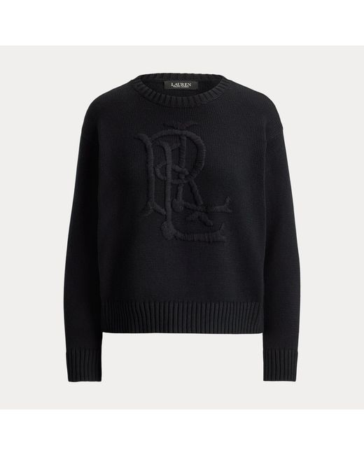 Ralph Lauren Black Embroidered-Logo Combed Cotton Jumper