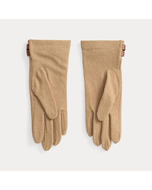 Ralph Lauren Natural Ralph Lauren Sheepskin-Trim Wool-Blend Tech Gloves