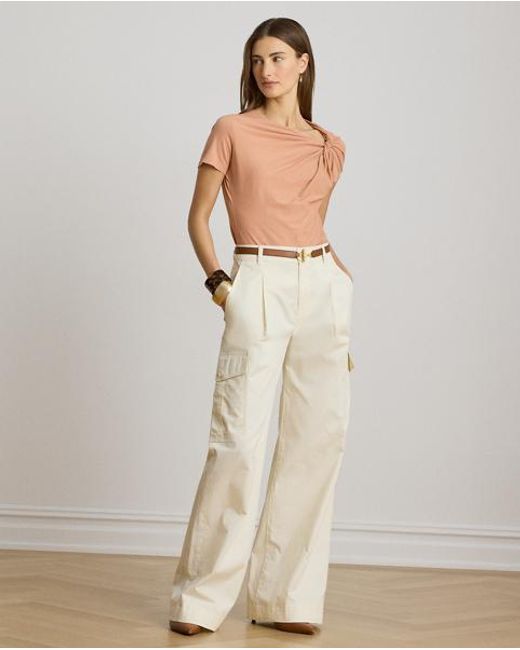 Ralph Lauren Natural Twist-Neck Cotton Jersey T-Shirt