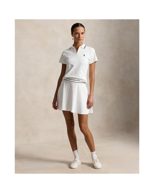 Polo in jacquard a trecce con cerniera di Ralph Lauren in White