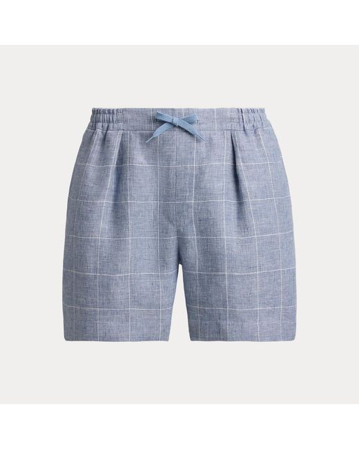 Ralph Lauren Blue Hand-Tailored Windowpane Linen Short for men