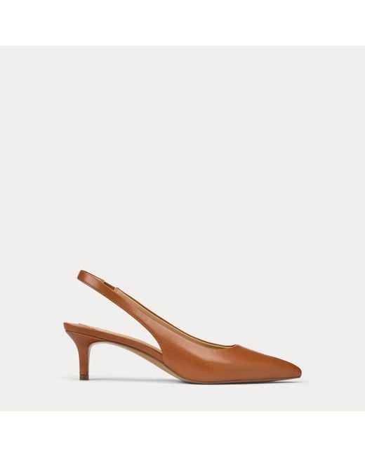 Ralph Lauren Brown Lolah Ii Leather Slingback Pump