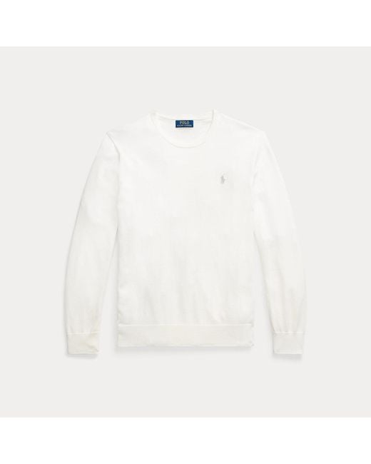 Polo Ralph Lauren White Slim Fit Textured Cotton Jumper for men