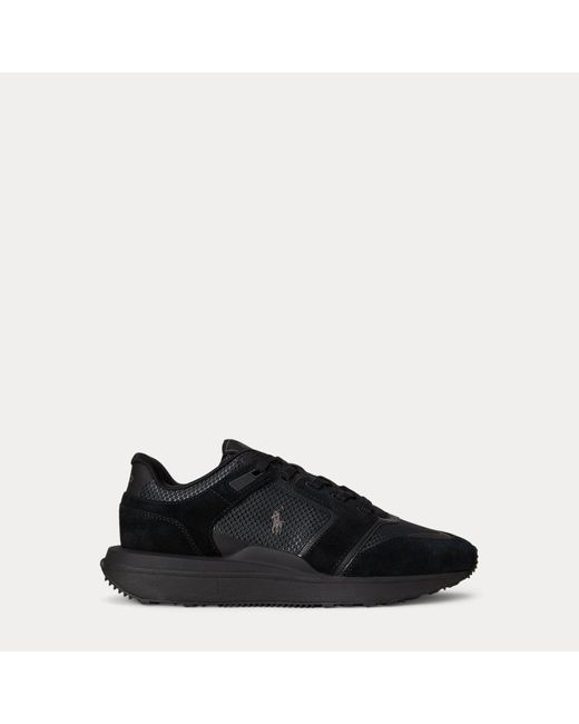 Polo Ralph Lauren Black Train 89 V2 Suede-Panelled Trainer for men