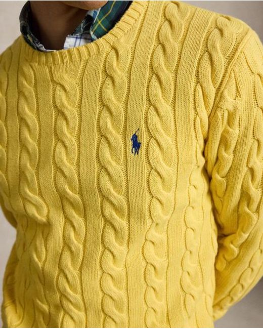 Polo Ralph Lauren Yellow Cable-Knit Cotton Jumper for men