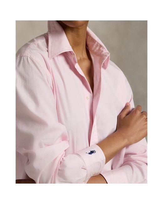 Ralph Lauren Pink End-On-End Oversize Fit Cotton Shirt