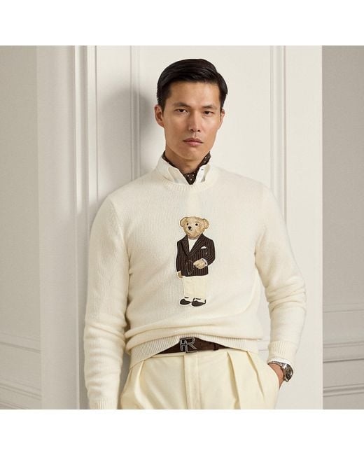 Ralph Lauren Kaschmirpullover Mit Polo Bear in Natural für Herren