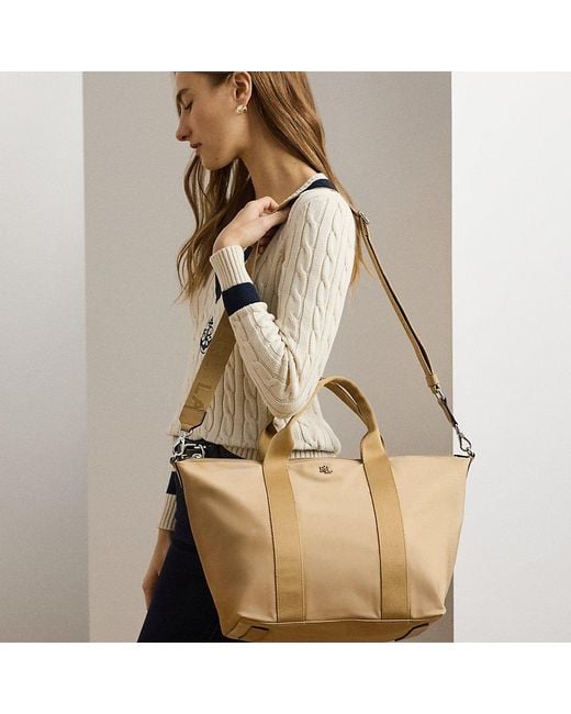 Ralph Lauren Stevie Extra Grote Nylon Tas Met Rits in het Natural