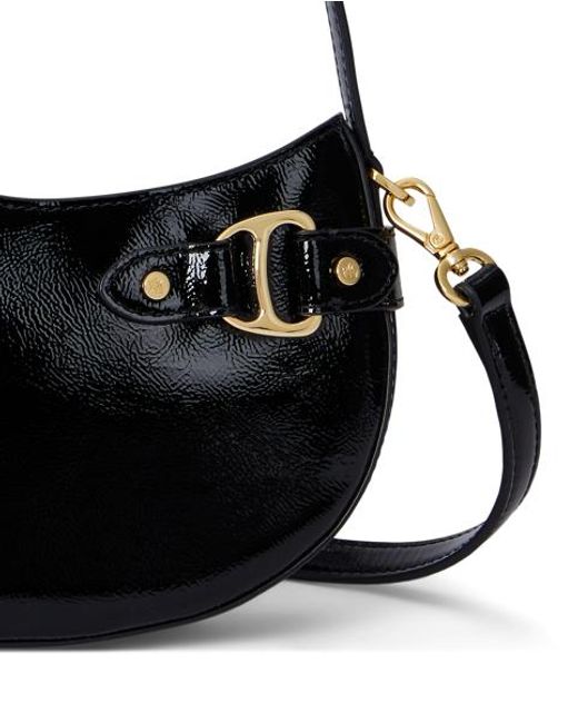 Ralph Lauren Black Patent Leather Small Tasha Crossbody Bag