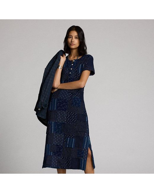 RRL Blue Patchwork-Henley-Kleid