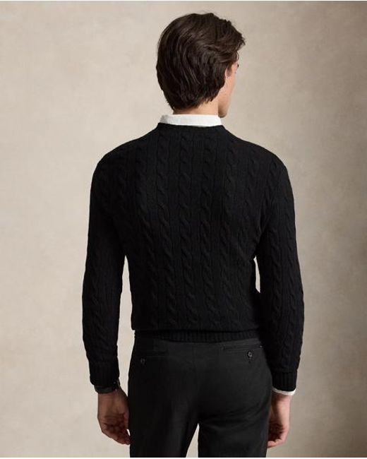 Polo Ralph Lauren Black Cable-Knit Wool-Cashmere Sweater for men