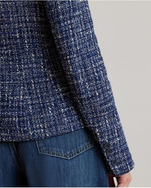 Ralph Lauren Blue Cotton-Blend Bouclé Blazer