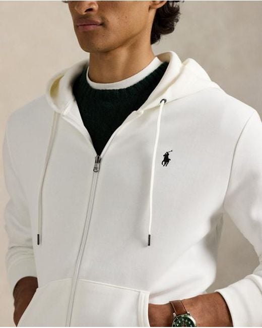 Polo Ralph Lauren White Double-Knit Full-Zip Hoodie for men