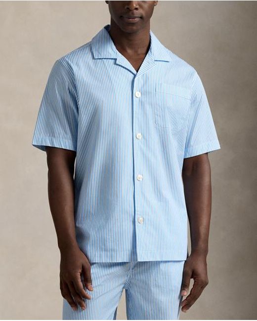 Polo Ralph Lauren Blue Striped Poplin Pyjama Shirt for men
