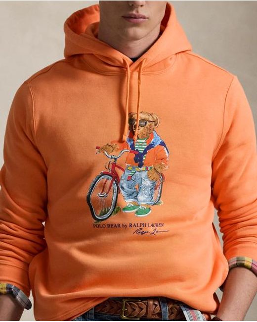 Polo Ralph Lauren Orange Polo Bear Fleece Hoodie for men