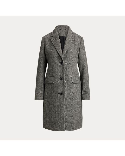 Ralph Lauren Gray Mantel Mit Fischgratmuster