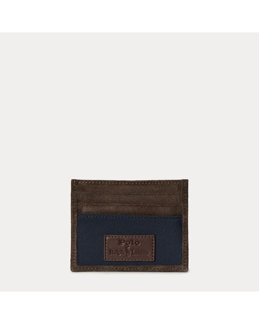 Polo Ralph Lauren Brown Suede-Trim Card Case for men