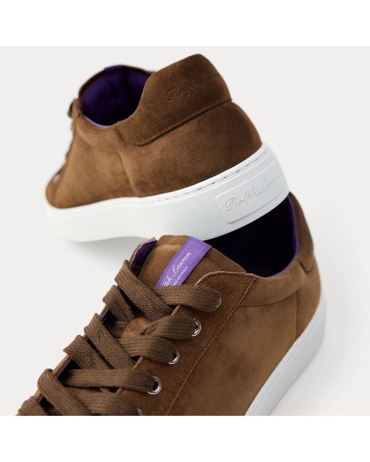 Ralph Lauren Brown Severn Calf-Suede Sneaker for men