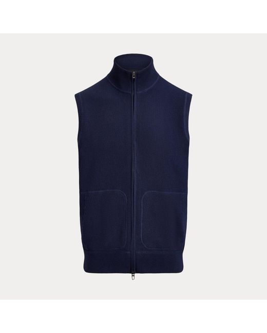 Ralph Lauren Blue Performance Full-Zip Sleeveless Jumper for men