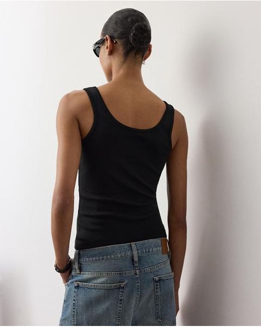 Ralph Lauren Black Ellis Rib-Knit Cotton-Blend Tank Top