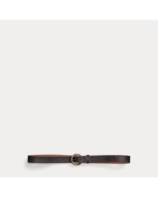 RRL Brown Terrance Tumbled Leather Belt for men