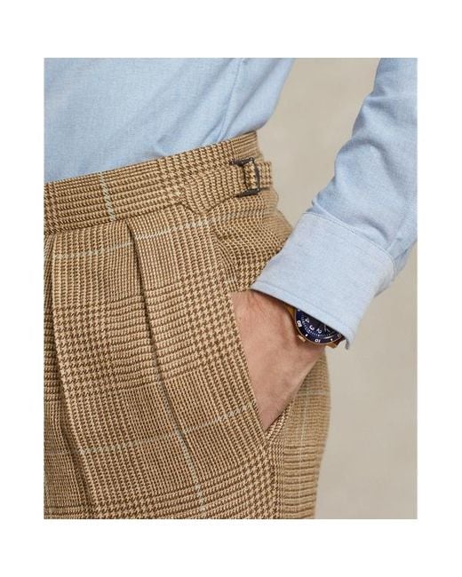 Polo Ralph Lauren Green Pleated Plaid Tweed Suit Trouser for men