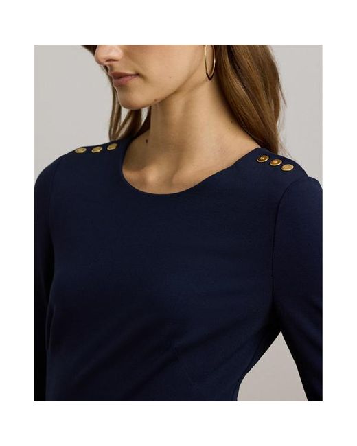 Abito in ponte con maniche a tre quarti di Ralph Lauren in Blue