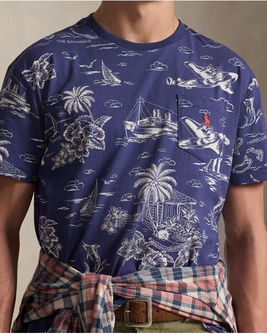 Polo Ralph Lauren Blue Custom Slim Fit Polo Bear T-Shirt for men