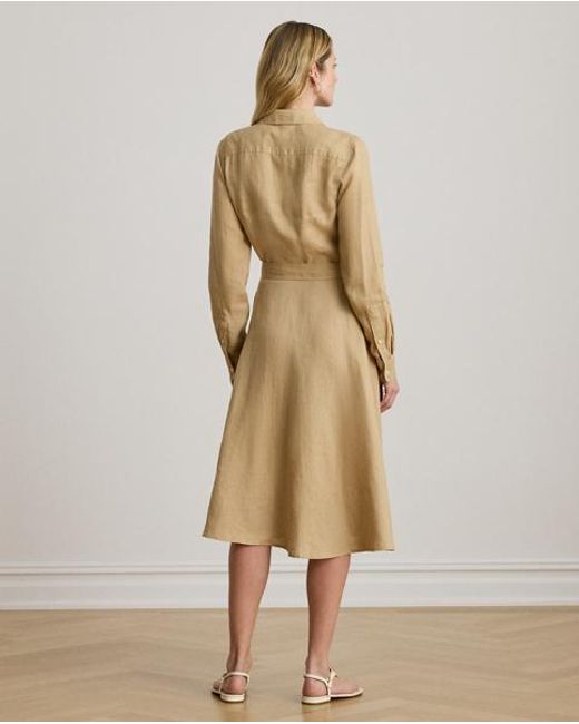 Ralph Lauren Natural Belted Linen Shirtdress