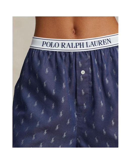 Polo Ralph Lauren Blue Allover Pony Crop Top & Boxer Pyjama Set